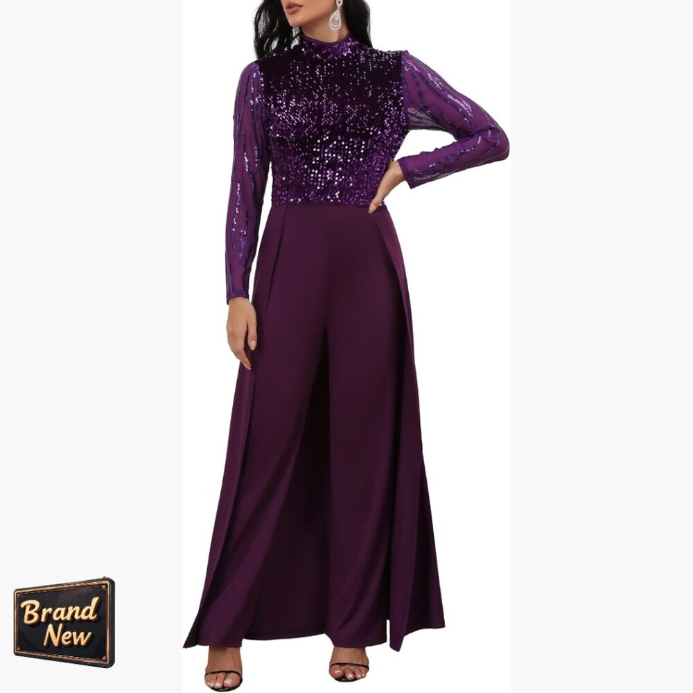 Sequined Patchwork Jumpsuit High Waist Romper Wom… - image 1